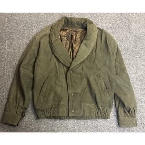 VTG N. SARTI Made In Italy Men's S Suede Leather Green Bomber Jacket Graphic